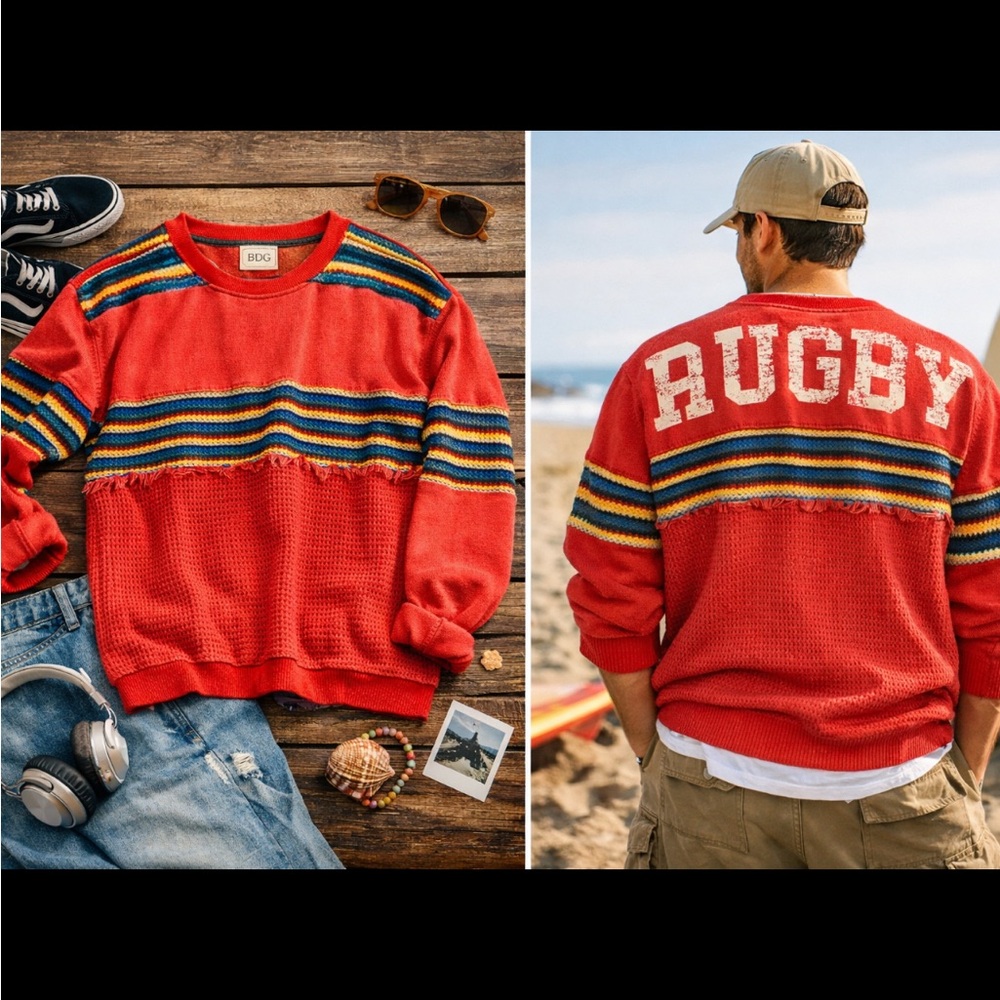 Brb urban outfitters Red Striped Men's Sweater